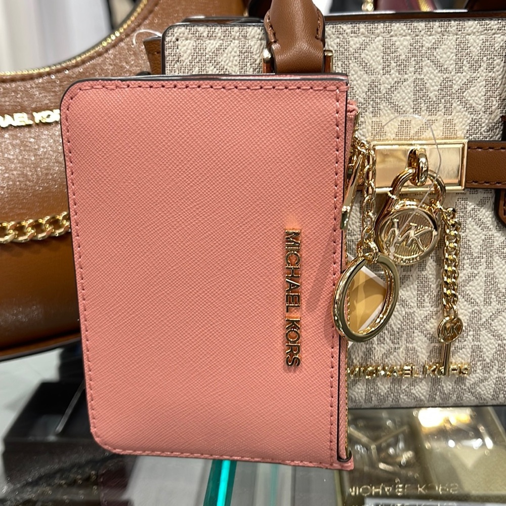 MICHAEL KORS SMALL TOP ZIP COINPOUCH WITH ID CARD CASE WALLET 
PRIMROSE 
NWT